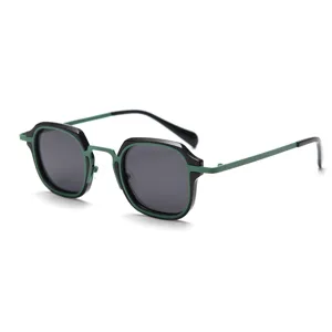 Retro metal polarized sunglasses for men and women, vintage small square frame streetwear shades.