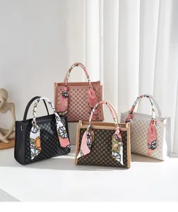 Borsa a mano stampata da donna borsa a tracolla con motivo monogramma classico foulard