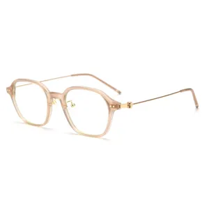 Stylish lightweight polygon TR90 optical glasses frame with slim metal temples for daily wear.