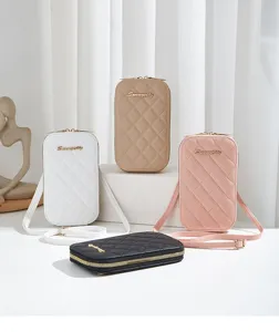 Bolso cruzado acolchado mujer moda bolso teléfono bolso hombro casual pequeño bolso blanco