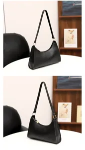 Detailansicht der schwarzen Leder Schultertasche, elegantes minimalistisches Design.