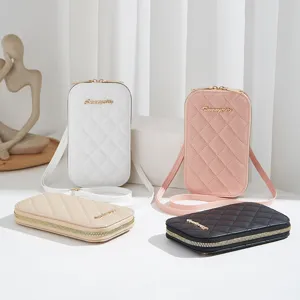 Bolso Bandolera Acolchado para Teléfono Mujer Lujo en Cuero PU Cartera para Móvil Bolso de Hombro Pequeño Ligero Mini Bolso Moda Versátil