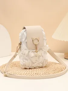Schicke Blumen Handy Umhängetasche mit Perlenquaste, elegante Damen Crossbody Handtasche.