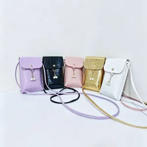 Luxe Krokodillenpatroon PU Leer Mobiele Telefoontas Voor Dames Mini Crossbody Schoudertas Met Kunstparel Tassel