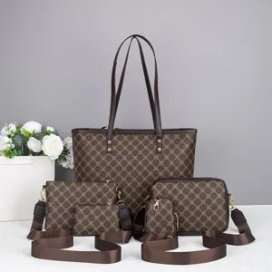 Stylish 6-piece tote bag set with casual large capacity, premium textured design for women.