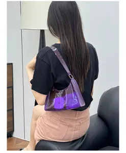 Transparente Gelee Hobo Umhängetasche stilvolle glänzende Baguette Tasche für Damen