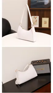Weißer Kroko-Muster Schultertasche Baguette Tasche minimalistischer Stil PU Leder Handtasche