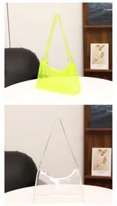 Transparente Gelee Umhängetasche minimalistisch neongrün klare Mode Baguette Tasche Details