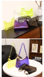 Glänzende transparente Achseltasche minimalistische Gelee Schulter Baguette Handtasche für Damen