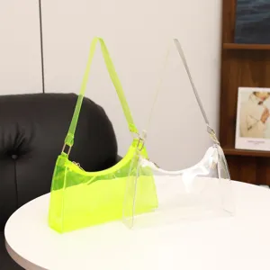 Transparente PVC Umhängetasche neongrüne Hobo Bag stylische Handtasche für Damen