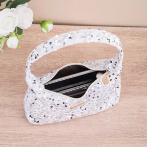 Witte pailletten oksel schoudertas voor dames trendy glanzende handtas stijlvol