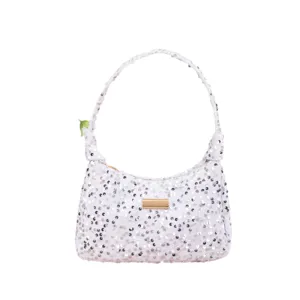 Chique witte pailletten okseltas PU leer mode streetwear stijlvolle schoudertas voor dames