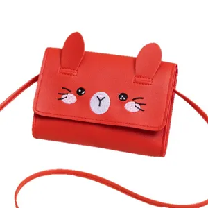 Rote süße Mini Kaninchen Umhängetasche für Kinder, PU Leder Handtasche mit Hasenohren.