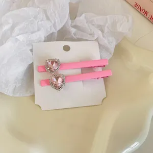 Roze strass hart eendebek haarspelden schattige haaraccessoires voor vrouwen en meisjes