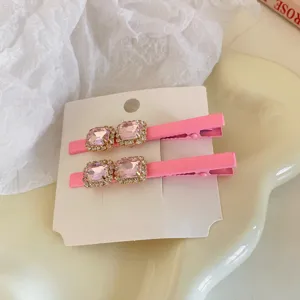 Roze strass krokodil haarspelden set schattige haarspeldjes sprankelende kristallen zoete styling accessoires