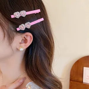 Roze strass hart haarspeld zoete eendebek clip mode haaraccessoires voor vrouwen en meisjes