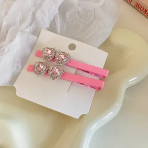 Roze strass hart haarklemmen schattige zijklem leuke haaraccessoires voor dagelijkse styling.