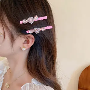 Roze strass hart haarclip zoete zijkant haarspeld schattige haaraccessoires