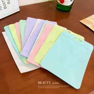 Sacchetti di plastica ziplock macaron colorati, buste di stoccaggio richiudibili trasparenti.