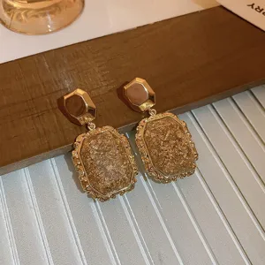 Vintage goldene geometrische Ohrringe elegante Luxus texturierte Schmuck für Damen Party