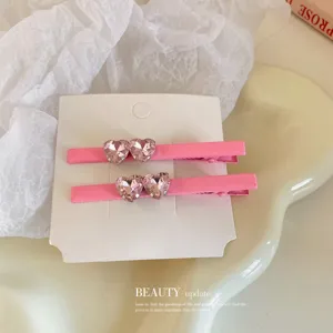 Mooie roze hart strass eendebek haarspeld zoete haaraccessoires mode stijl clip leuk