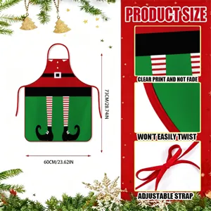 Christmas elf printed apron with adjustable strap waterproof kitchen cooking baking party festive.