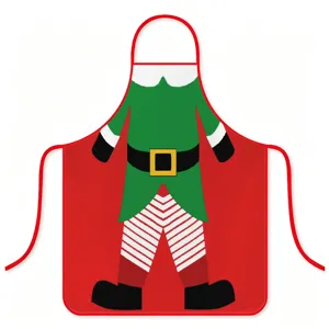 Christmas elf printed waterproof sleeveless kitchen cooking apron for holiday party.