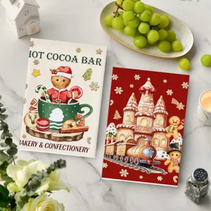 Christmas gingerbread man and castle design microfiber kitchen dish towel, soft absorbent wipe.