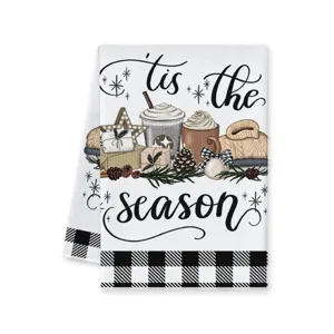 Weihnachten Küche Handtuch Mikrofaser Winter Kaffee Design Geschirrtuch Reinigungstool