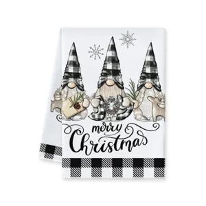 Weihnachtlicher Wichtel Geschirrtuch Kariertes Küchenhandtuch Deko Festliche Reinigung