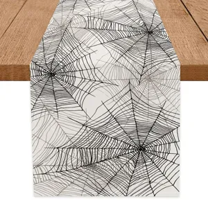 Halloween Spider Web Table Runner Festive Tablecloth for Dining Room Party Decor