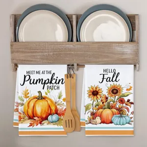 Autumn pumpkin sunflower kitchen towel microfiber absorbent dishcloth set for fall home decor