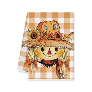 Autumn pumpkin scarecrow printed microfiber kitchen dish towel absorbent tea towel for cleaning.