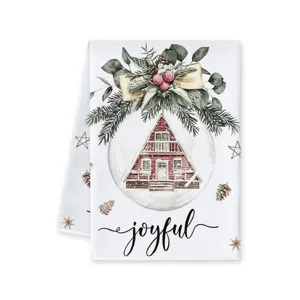 Weihnachten Aquarell Tanne Hütte Geschirrtuch festlich dekorative Küchenhandtuch Stoff