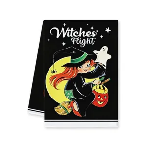Halloween Kuchentuch Mikrofaser dekoratives Handtuch vintage Hexe Druck saugfähig Reinigung