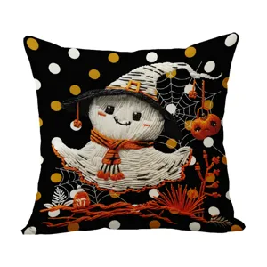 Halloween Geist dekorativer Kissenbezug süße Hexenhut Kürbis Kissenhülle für Sofa Bett