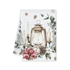 Weihnachten Aquarell Laterne Tannenbaum gedruckt Küche Geschirrtuch feiertag Heimdeko Tuch