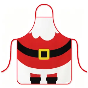 Festive Christmas Santa Claus cartoon printed kitchen apron, waterproof fabric, holiday party use.