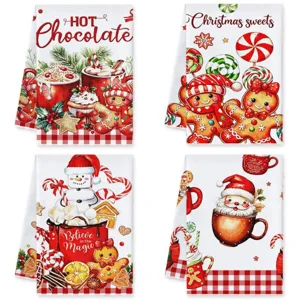 Kerst Peperkoekmannetje Warme Chocolademelk Bedrukte Microvezel Handdoek Absorberende Keuken Badkamer Handdoek