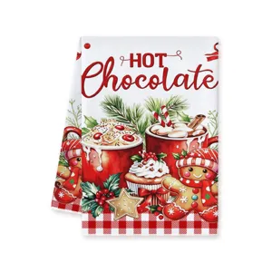 Kerst Heete Chocolade Peperkoek Keukenhanddoek Absorberend Microvezel Handdoek