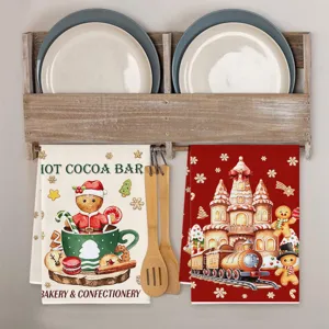 Christmas gingerbread man kitchen towel absorbent microfiber dish wiping towel festive decor