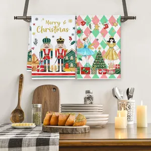 Natale tema schiaccianoci e ballerina stampato microfibra cucina panno per piatti.