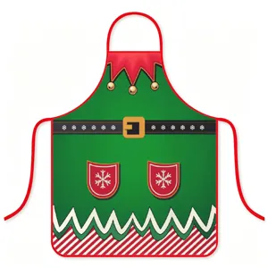 Delantal Impermeable Estampado de Elfo de Navidad Cocina Festiva Babero de Fiesta