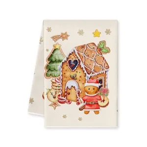 Christmas gingerbread man kitchen towel absorbent microfiber dish towel holiday decor