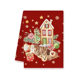 Christmas gingerbread house kitchen towel absorbent cotton tea towel for holiday decor