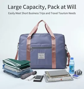 Large capacity travel bag with multi compartments, durable fabric, ideal for weekend trips and gym.