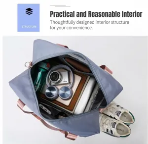 Large capacity travel duffel bag with independent shoe compartment for gym and fitness.