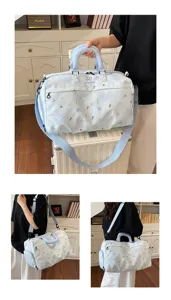 Casual travel duffel bag large capacity sports gym bag with shoulder strap light blue star