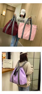 Large capacity nylon travel backpack versatile casual shoulder bag multi-functional tote.