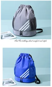 Grande capacità zaino sportivo con coulisse borsa palestra con scomparto scarpe tasche rete uomo.